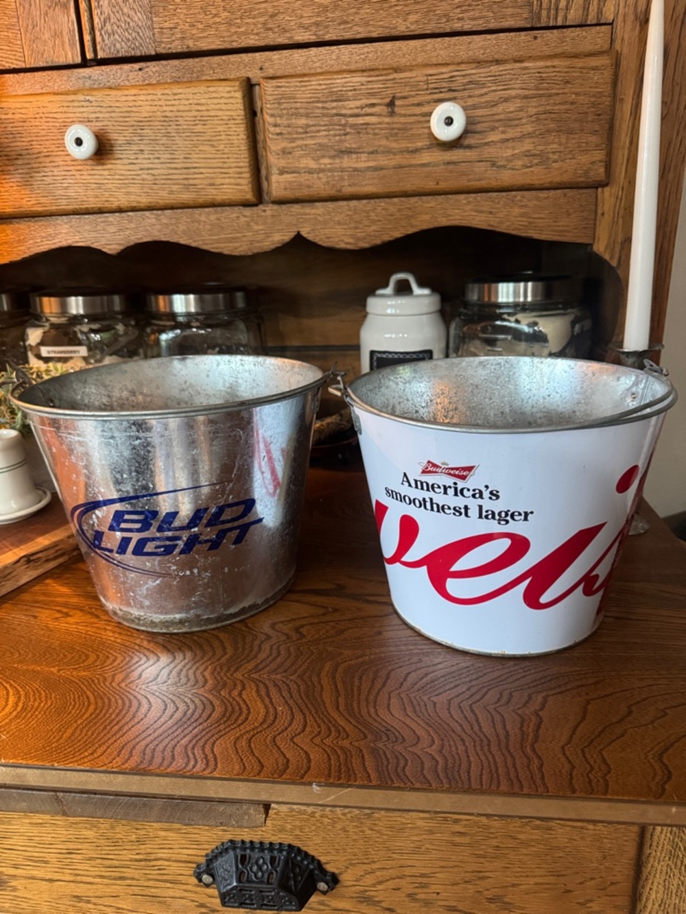 Bud Light & Budweiser Metal Beer Buckets - Set of 2